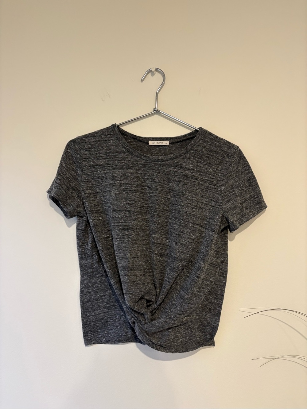 Twist-Front Short Sleeve Tee in Charcoal by Antistar